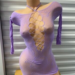 Chic Lavender Lace-Up lingerie dress